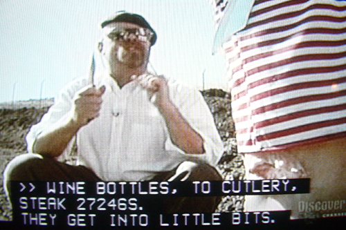 Screenshot shows three lines of captions, including STEAK 27246S